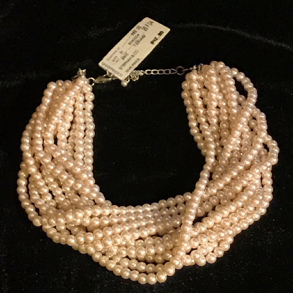 Multi-strand faux pearl necklace